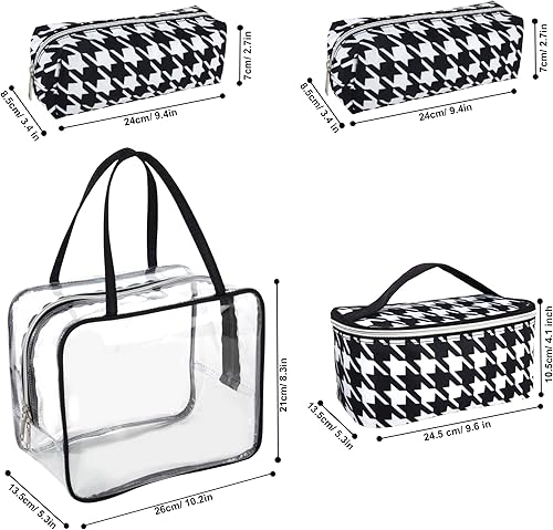 Miniatura 5 de Juego de neceser de 4 piezas, impermeable, para el hogar, estuche de viaje para cosméticos, bolsas de maquillaje para mujeres con asa, cremallera,