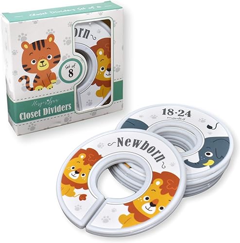 HarperLynn Separadores de armario boho Rainbow - Juego de 8 organizadores de ropa de guardería para bebé, estilo vintage, nubes y corazones