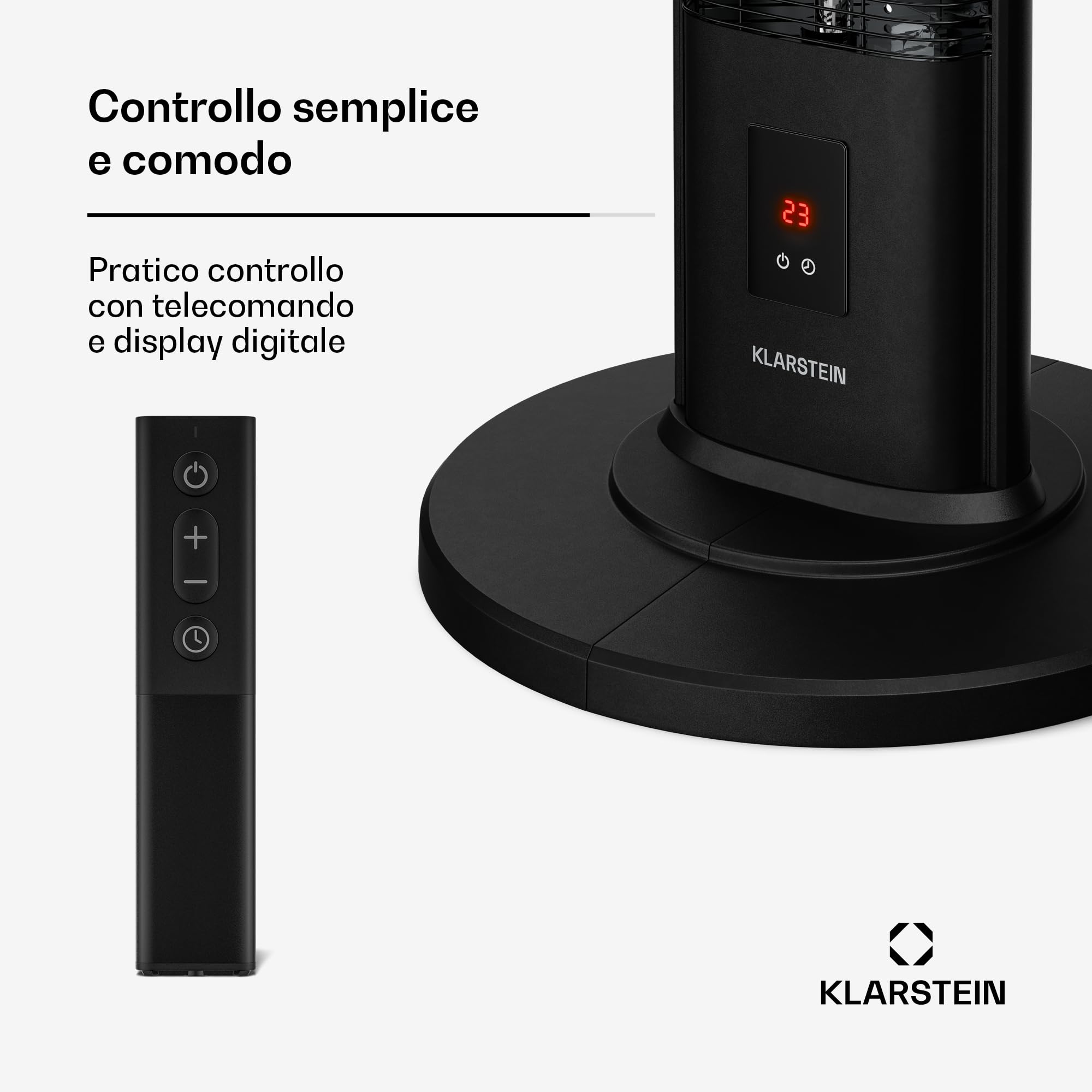 Klarstein BlazeTower Riscaldamento a Infrarossi - 2000W, 3 Livelli, IP45, Timer, Telecomando & Protezione Antiribaltamento - Riscaldamento Infrarossi per Esterni