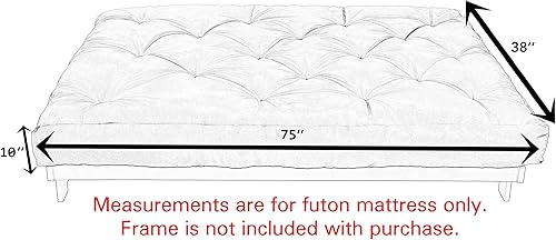 Miniatura 173 de Poly Solid - Colchón de futón completo, 8 pulgadas, color azul polvoriento Negro -,Azul,rosado (Blush Pink),Borgoña,Burnt orange,2-Burnt