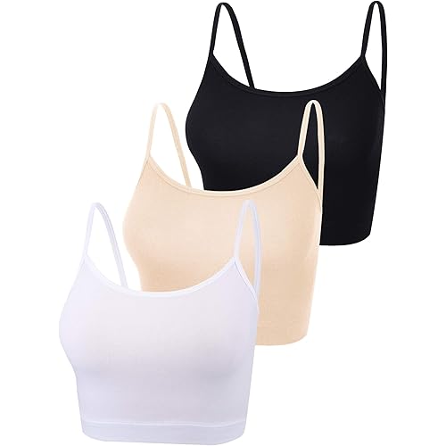 Boao 3 Pcs Crop Camisole Top Spaghetti Strap Tank Sleeveless Crop Tank Top for Women