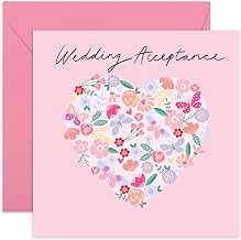 CENTRAL 23 Wedding Acceptance Card From Groom Bride - Wedding Acceptance Flowers Heart - Rsvp Reply Card For Friends - Wedding Invitations For Women Men - Floral Card - Comes With Fun Stickers