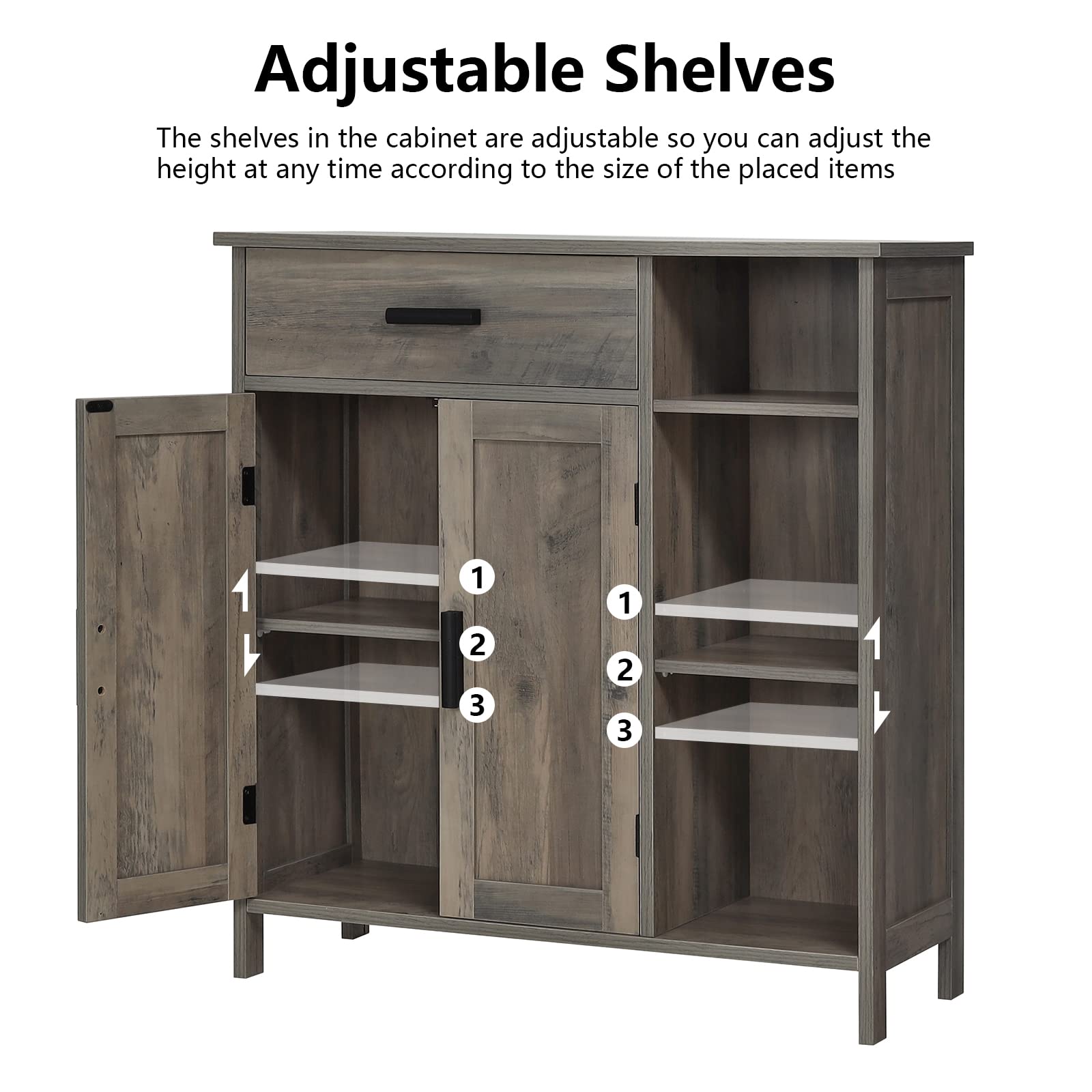 WEENFON Storage with Doors and Shelves, Floor Storage