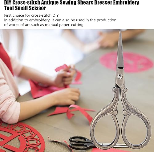 Miniatura 3 de Tijeras de bordado, tijeras de estilo europeo vintage, punta de acero inoxidable, tijeras de coser, herramientas de bricolaje para bordar, costura