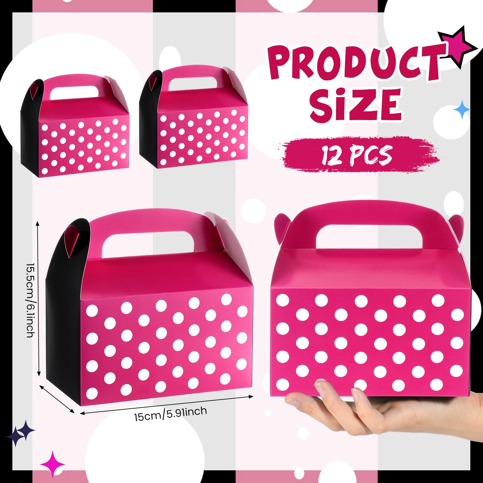 Marspark 12 Pack Pink Mouse Cartoon Birthday Party Supplies, Paper Gift Boxes, Cartoon Candy Treat Boxes for Birthday Party Decorations(Pink Mouse Pattern)