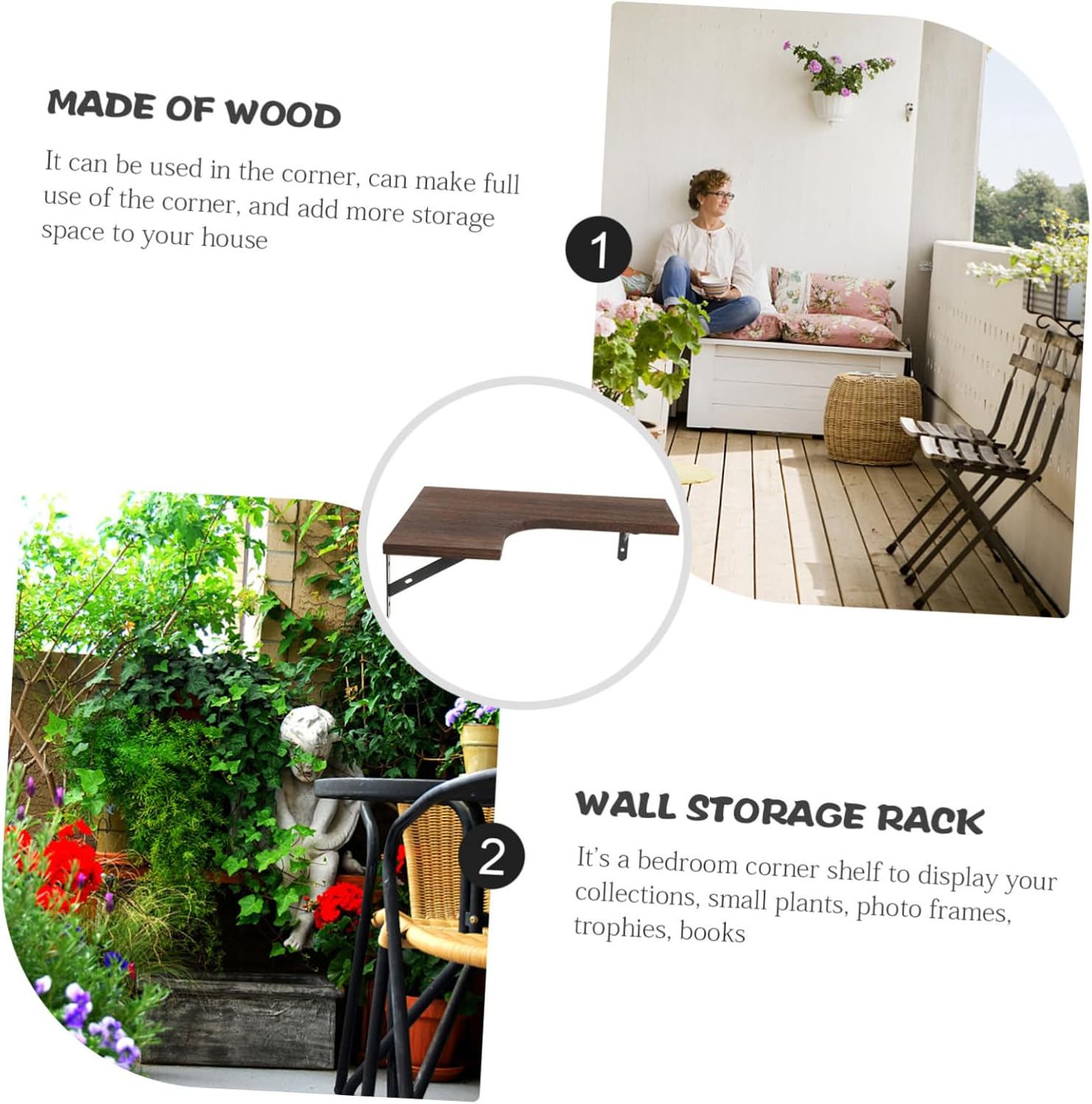 Wooden Corner Organizer Rack Elegant Wall Storage Shelf for Bathroom Kitchen and Living Room Space Saving Design with Sturdy Construction for Home Organization