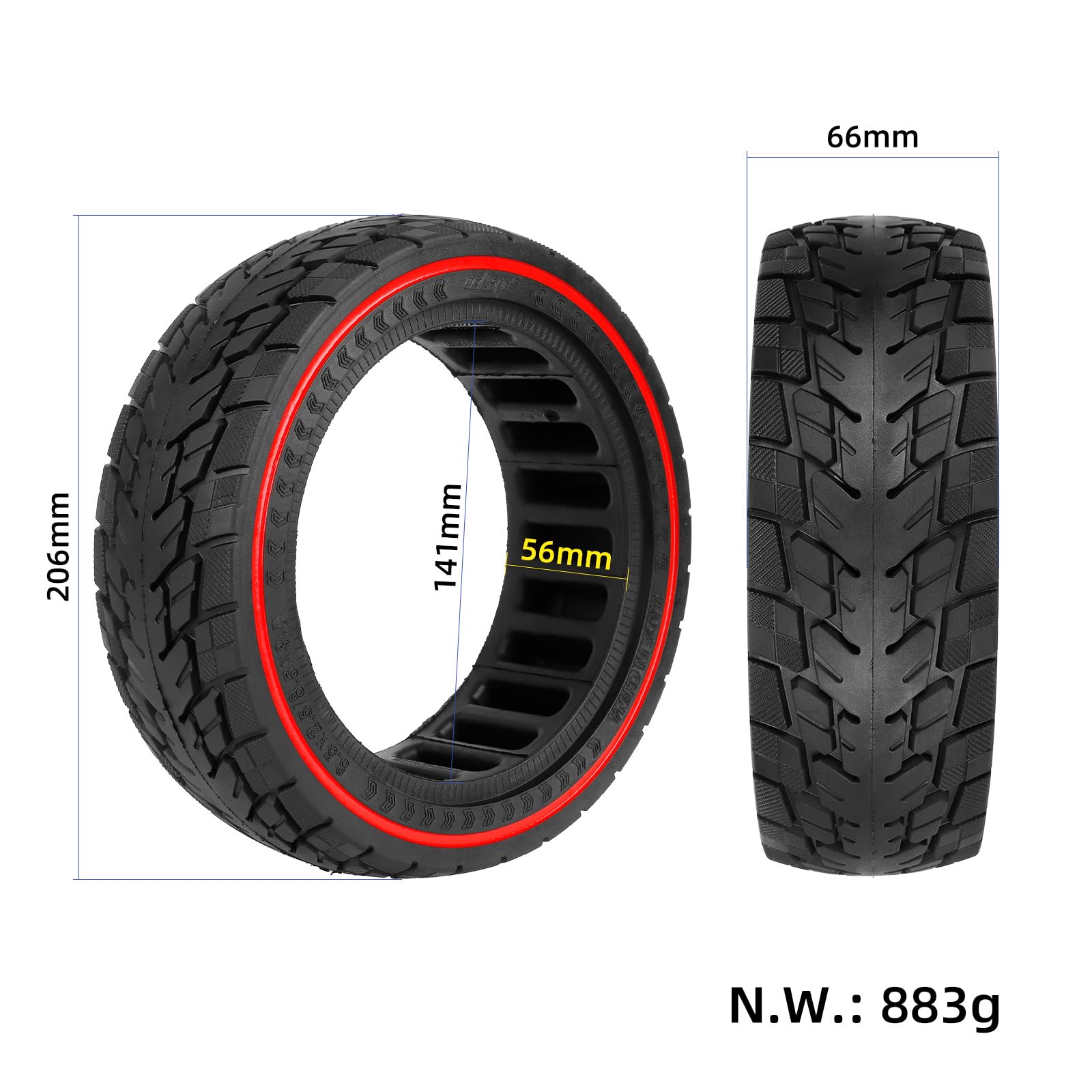 TREFAN Neumático sólido todoterreno 8,5 x 2,5/8,5 x 3 para Dualtron Mini Motor/Speedway Leger scooters ruedas de repuesto con (1 unidad)