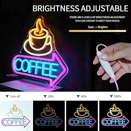 Miniatura 4 de Letrero de neón de café para habitación, letreros de neón para decoración de pared, letrero LED para habitación, decoración de dormitorio, fiesta en