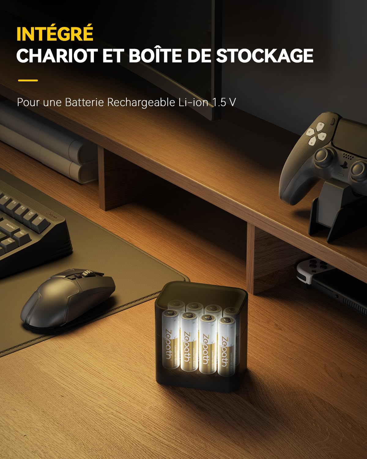 8 Piles AA Rechargeables au Lithium-ION avec Chargeur 4 Chargeur,1,5V 3600 mWh Haute Capacité Rechargeable AA Batterie, jusqu'à 2000+ Cycles