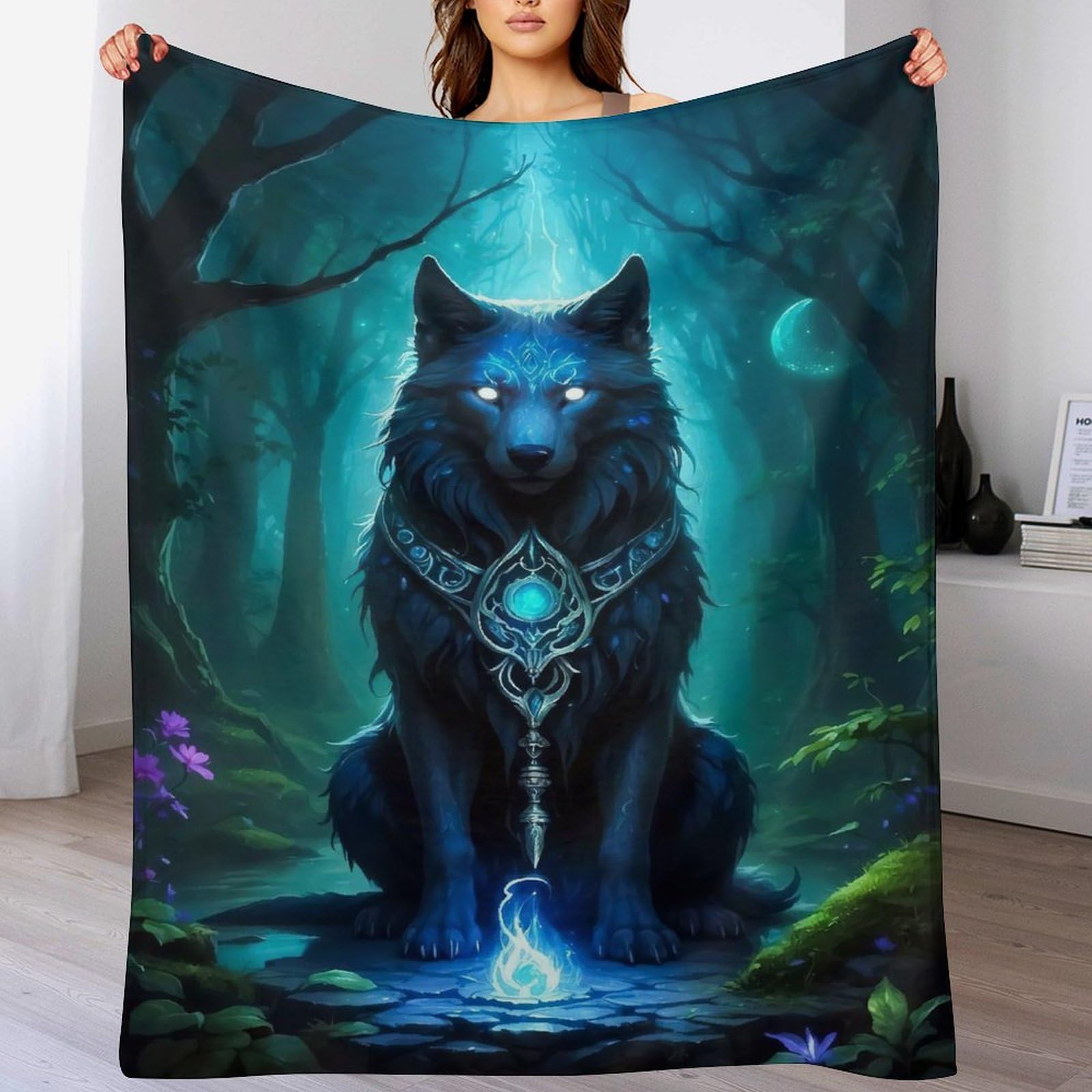 Couverture polaire loup idéale pour vos soirées cocooning sur le canapé