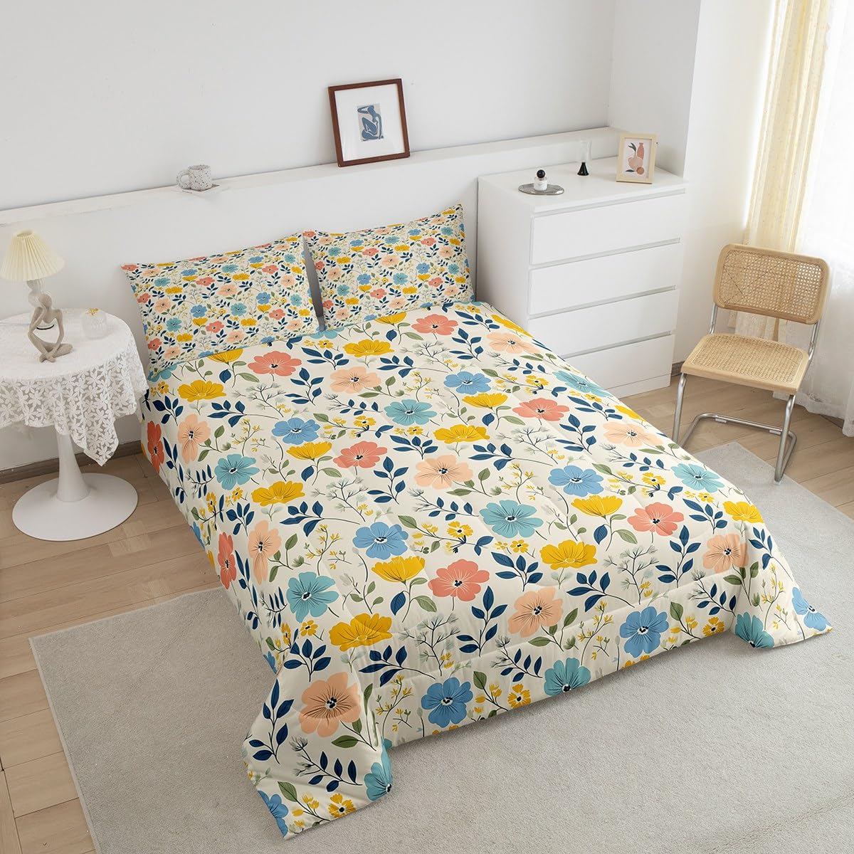 Set Biancheria Letto Matrimoniale 240x220 in Cotone Floreale Elegante