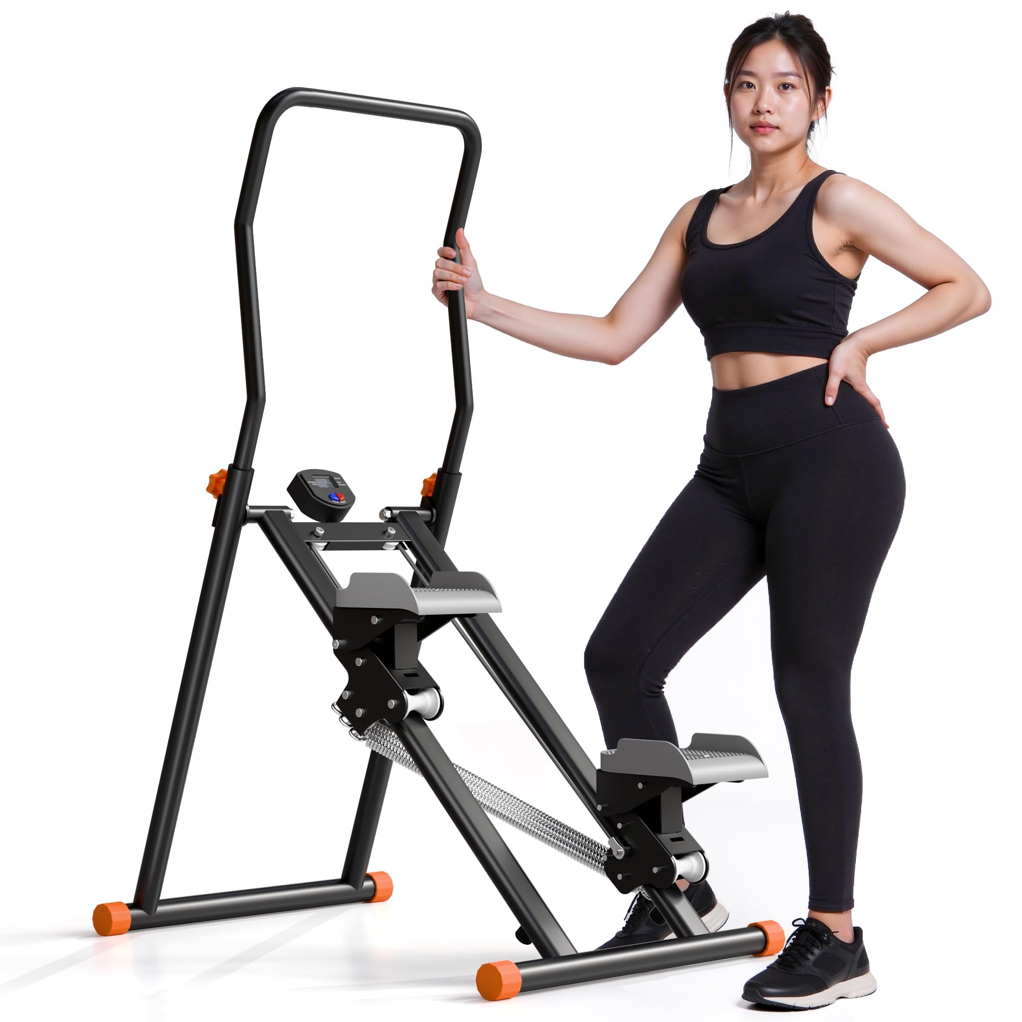 RYGEO 足踏み機昇降足踏み機垂直タラップ機LCDディスプレイ付き荷重150 kg折り畳み可能角度調節高さ調節足踏み式健康足踏み機階段タラップ機階段足踏み機省スペース室内有酸素運動滑り止めフィットネス器材健康設備フィットネストレーニングダイエット器材脂肪燃焼自宅フィットネス