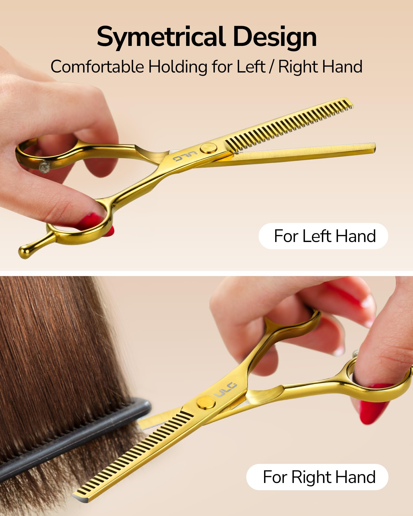 Tijeras profesionales texturizadoras y adelgazantes, tijeras de corte de cabello de 6.5 pulgadas, acero inoxidable japonés ultra afilado, mango ergonómico ambidiestro para peluqueros, estilistas 5
