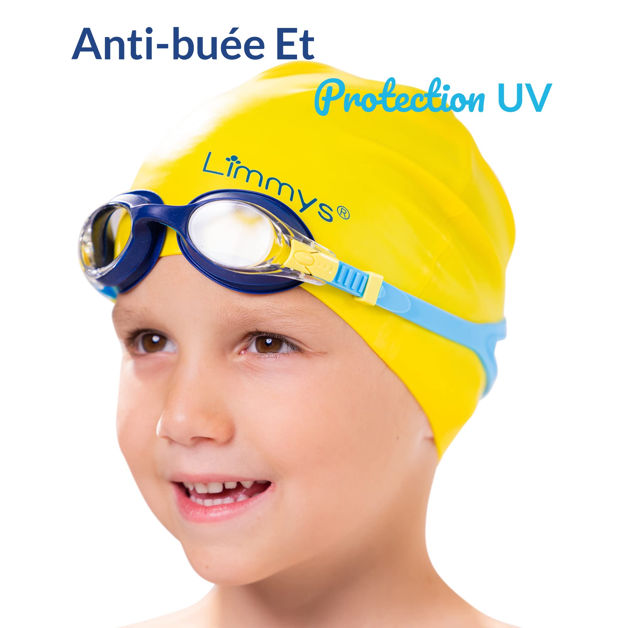 Limmys Lunettes de Natation Enfant 3-12 Ans Anti-Buée UV400 Protection Étanches