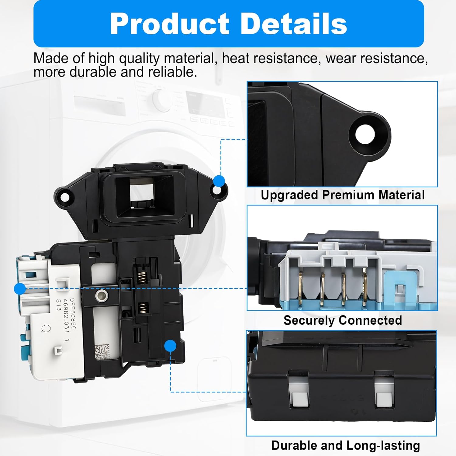 EBF49827801 6601ER1004C Washer Door Lock Switch Assembly Compatible with LG Kenmore Washing Machines WM3470HVA WM2010CW, Replaces 6601ER1004E EBF49827802 1268254 PS3533609 AP4998848 EAP3533609