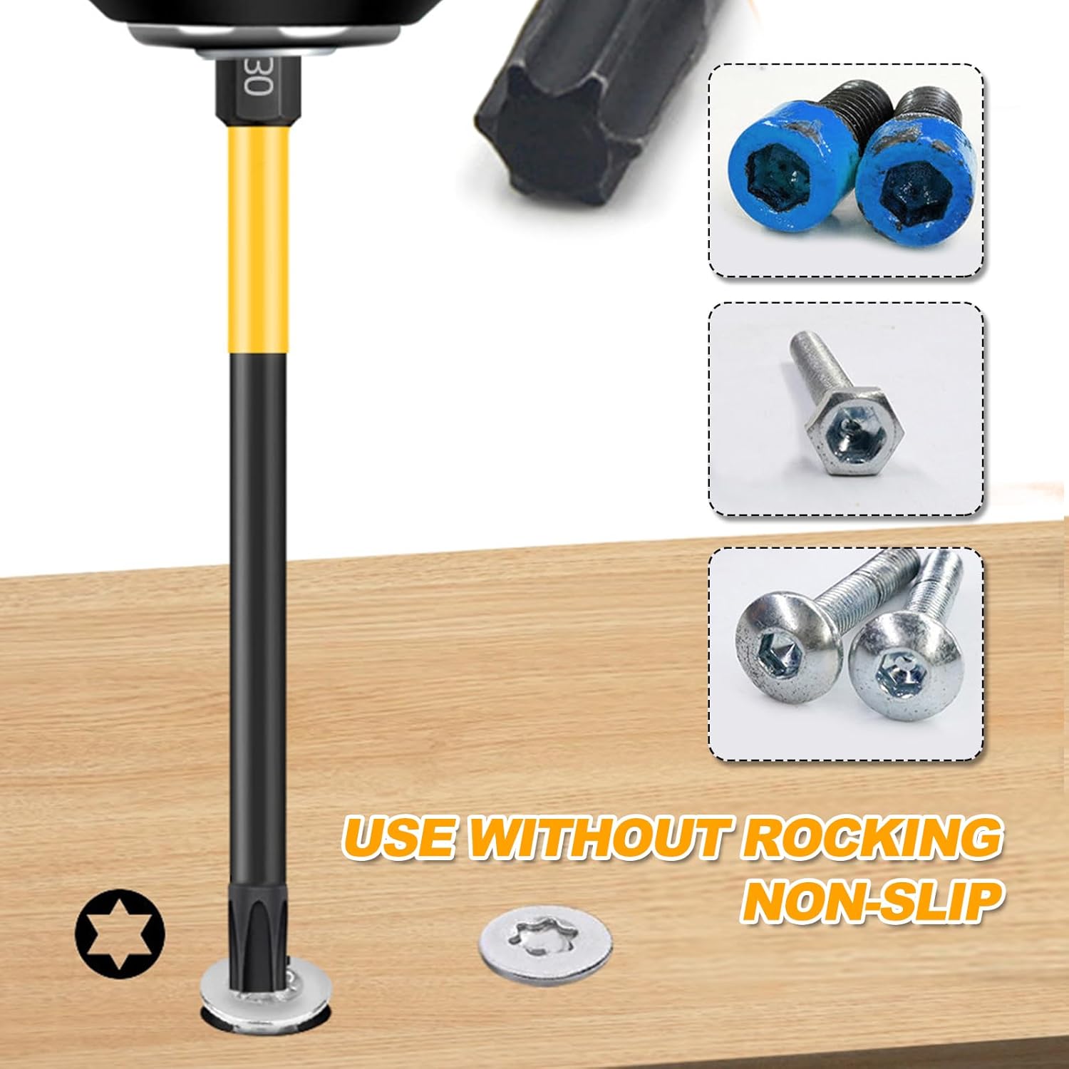 Torx Security Square Bit Set 100mm Star Screwdriver Drill Bits Sets 1/4 Drive Magnetic Torx Bits Long T10-T40 for Impact Driver Screwdrivers