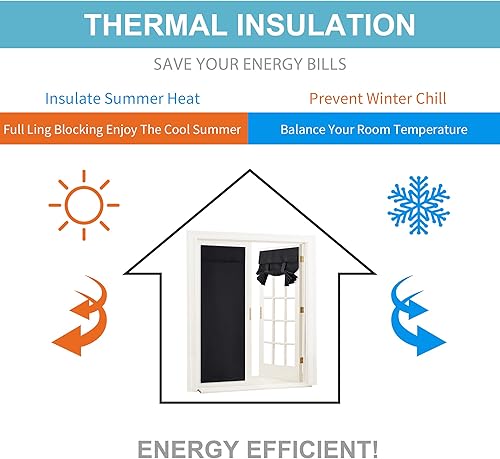 Miniatura 6 de RYB HOME - Cortina Tricia opaca para puerta francesa de vidrio en cocina, comedor, cuarto infantil o baño, brinda privacidad, ahorra energía, 26
