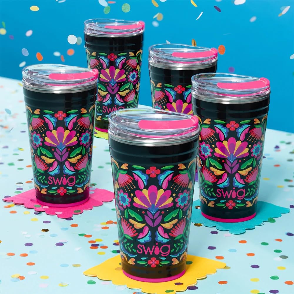 Swiglife Taza de fiesta de 24 onzas, vaso de café de viaje apilable aislado con tapa deslizante EZ, apto para portavasos, vaso de acero inoxidable de 24 onzas, taza de café reutilizable (Caliente)