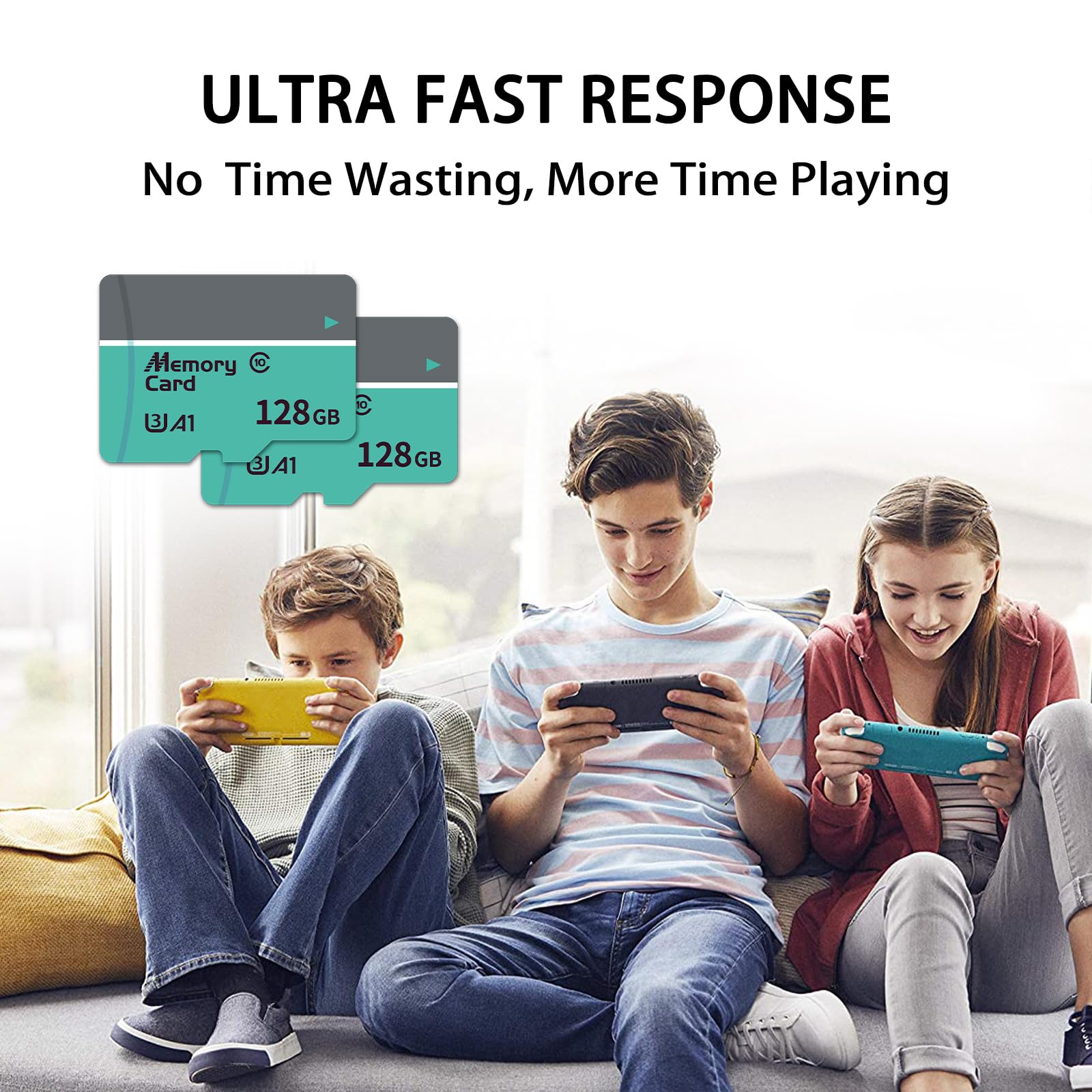 Scheda di memoria da 128 GB, 128 G, lettura 76 MB/s, scrittura 50 MB/s, espansione universale per Dash Cam, telecamera di sicurezza, droni, tablet e console di gioco portatili