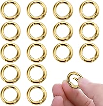 Pack of 16 Round Carabiner 20 mm Gold Metal Snap Ring Spring O Ring Alloy Carabiner Hook Key Ring Accessories for Key Ring Craft DIY