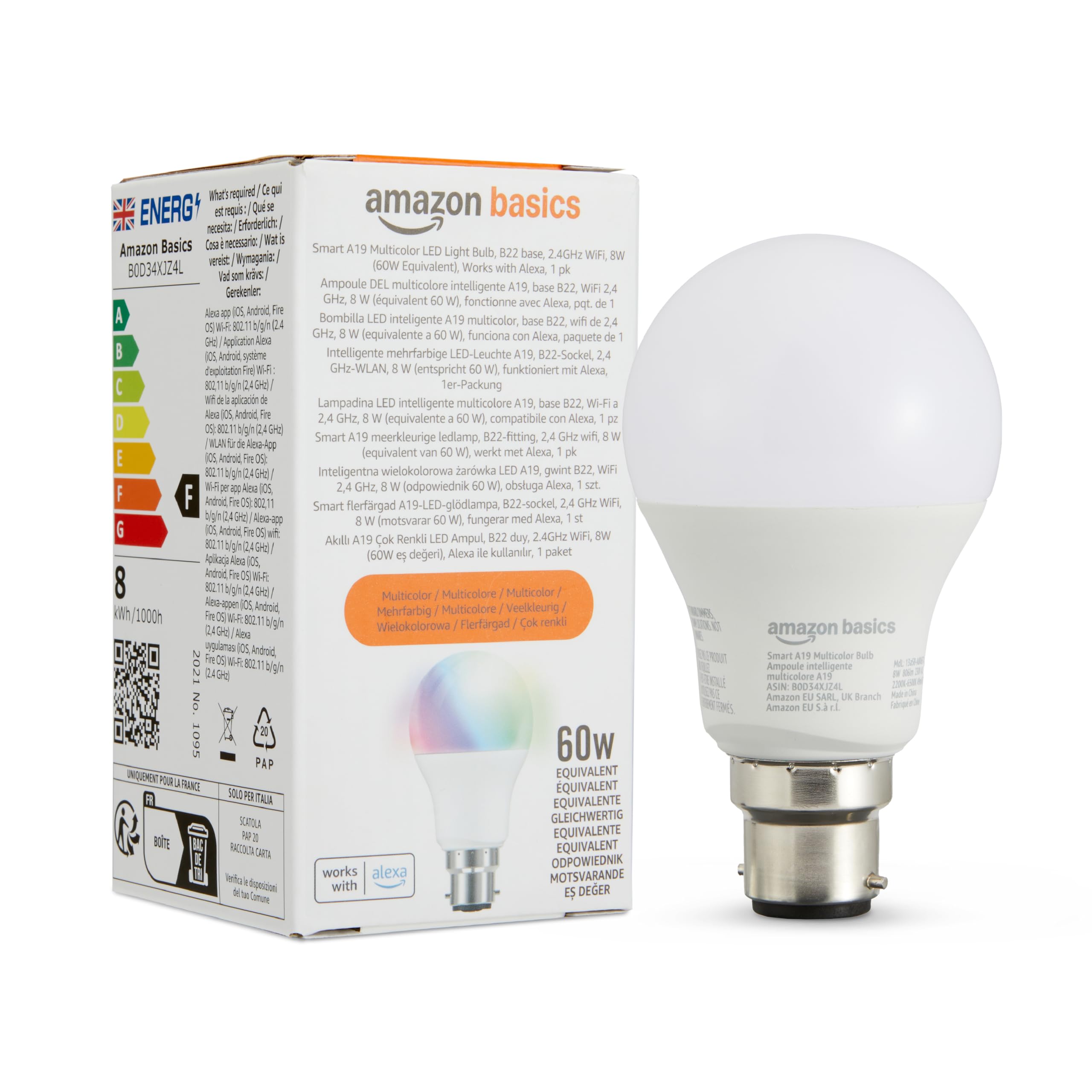 Amazon Basics Smart Multicolor LED Light Bulb