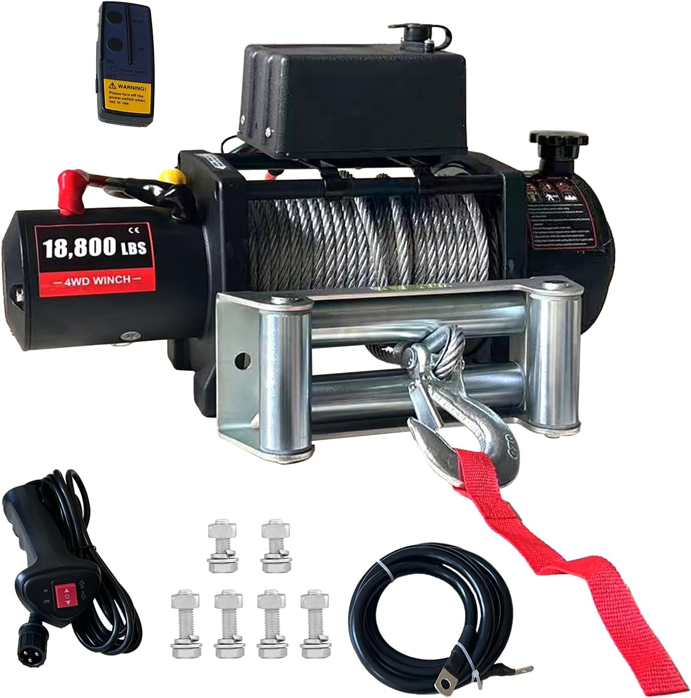 Truck Winch,18800lbs Electric Winch, Steel Cable, 12V Power Winch with Wireless Remote Control for UTV ATV Truck in Car Lift