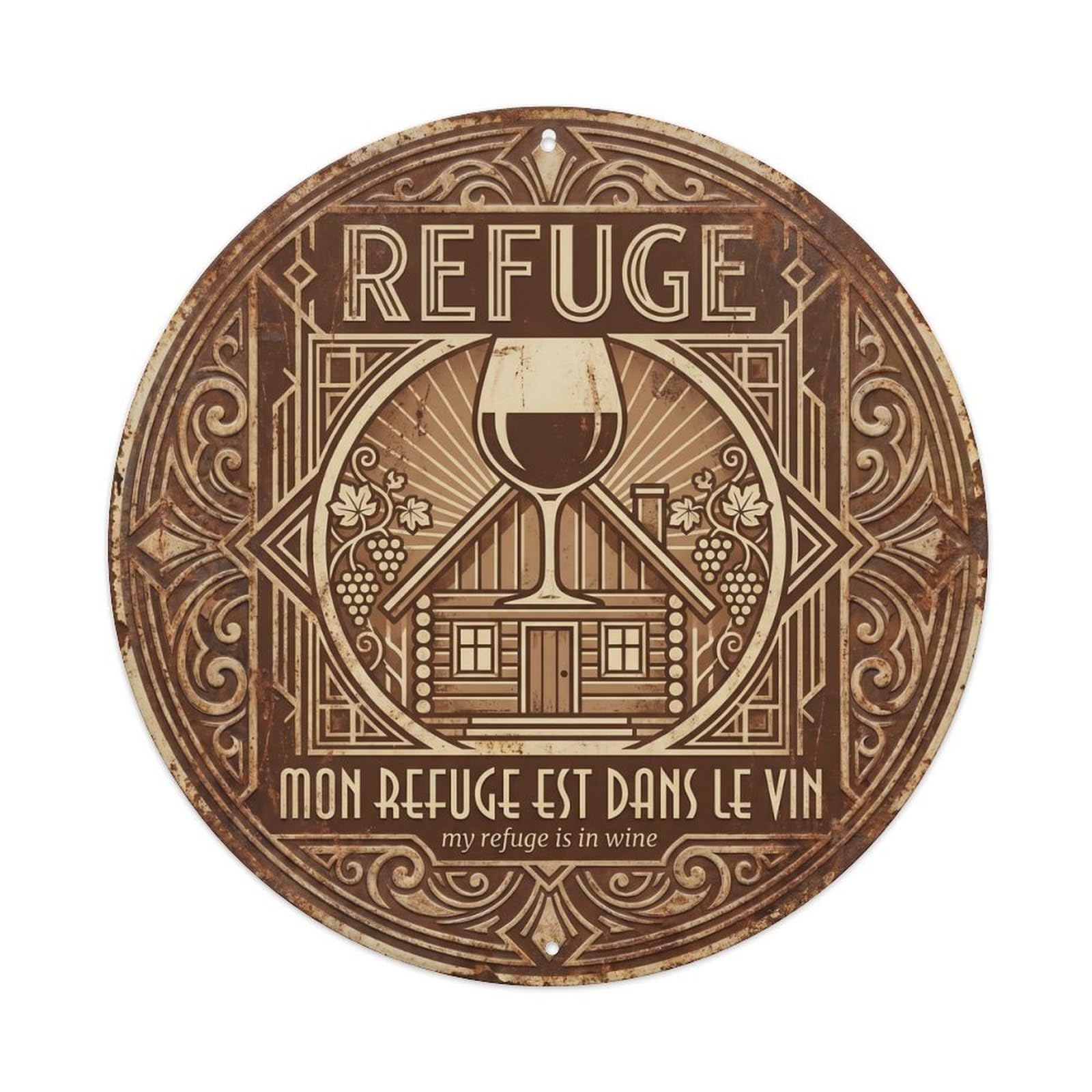 Refuge Humorous Lounge Refuge Vintage Metal Tin Sign Plaque Wall Decor for Cafe, Club Bar, Office, Garden Metal Poster 8x8Inch
