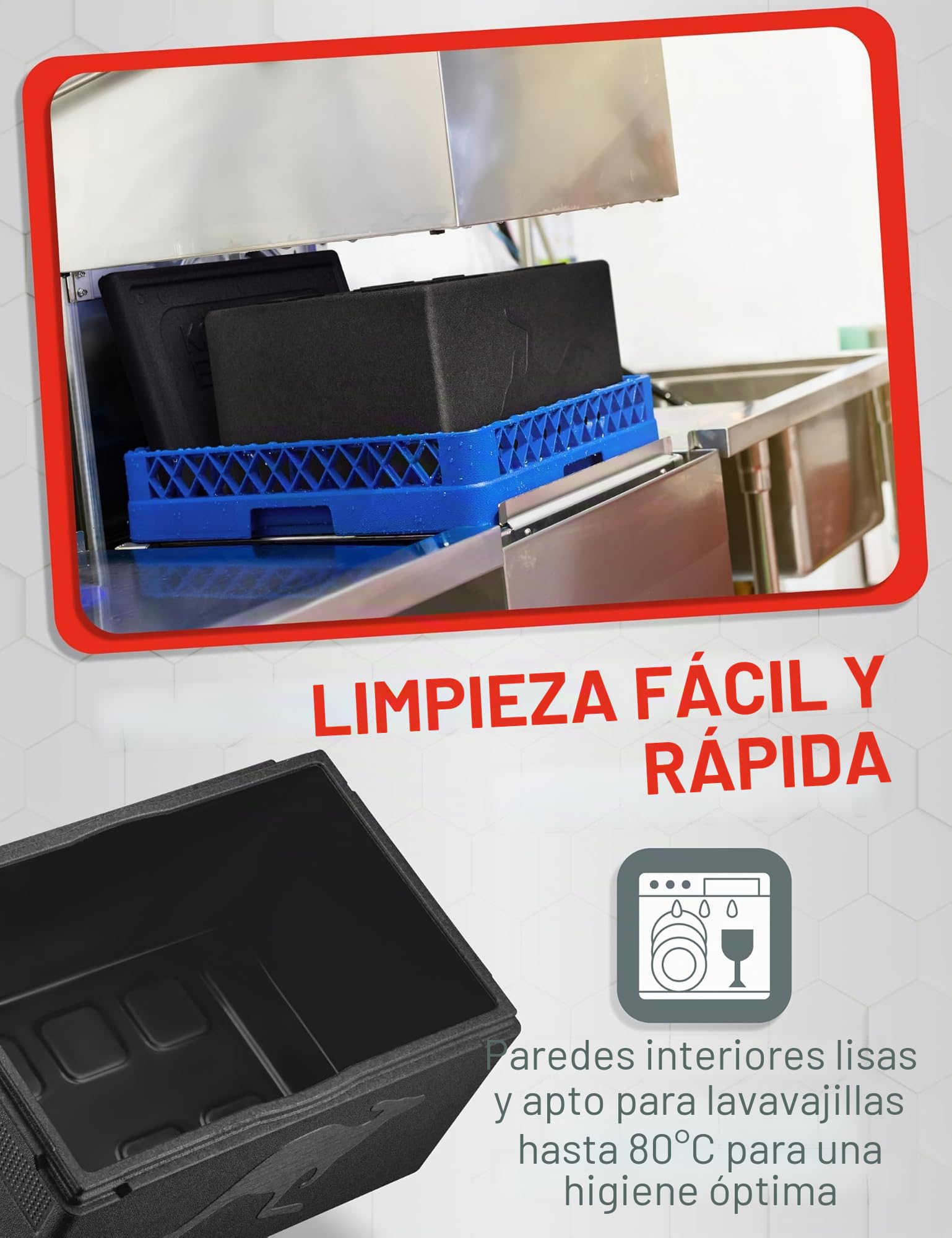 Professional. La Caja isotérmica con un Interior Liso y Tapa Cerrando Perfectamente.