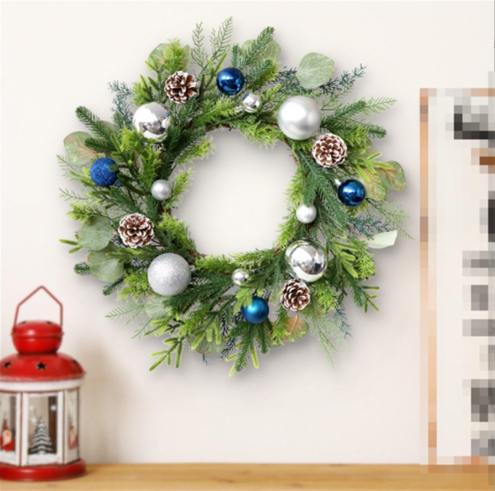 Corona Decorativas Corona De Navidad Decoración Puerta Dorada Champán con Bolas para Puerta