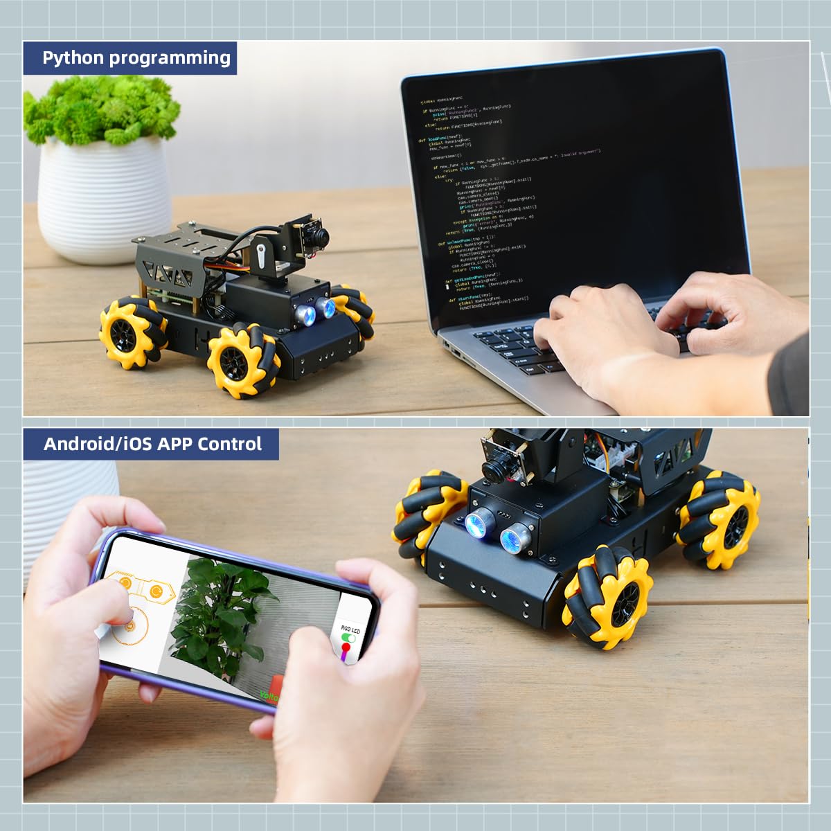 HIWONDER ROS2 - Coche robot con ChatGPT, modelo de IA grande, visión y comprensión de voz, programación Python, kit de robot de código abierto para adolescentes, kit avanzado TurboPi y Raspberry Pi 5