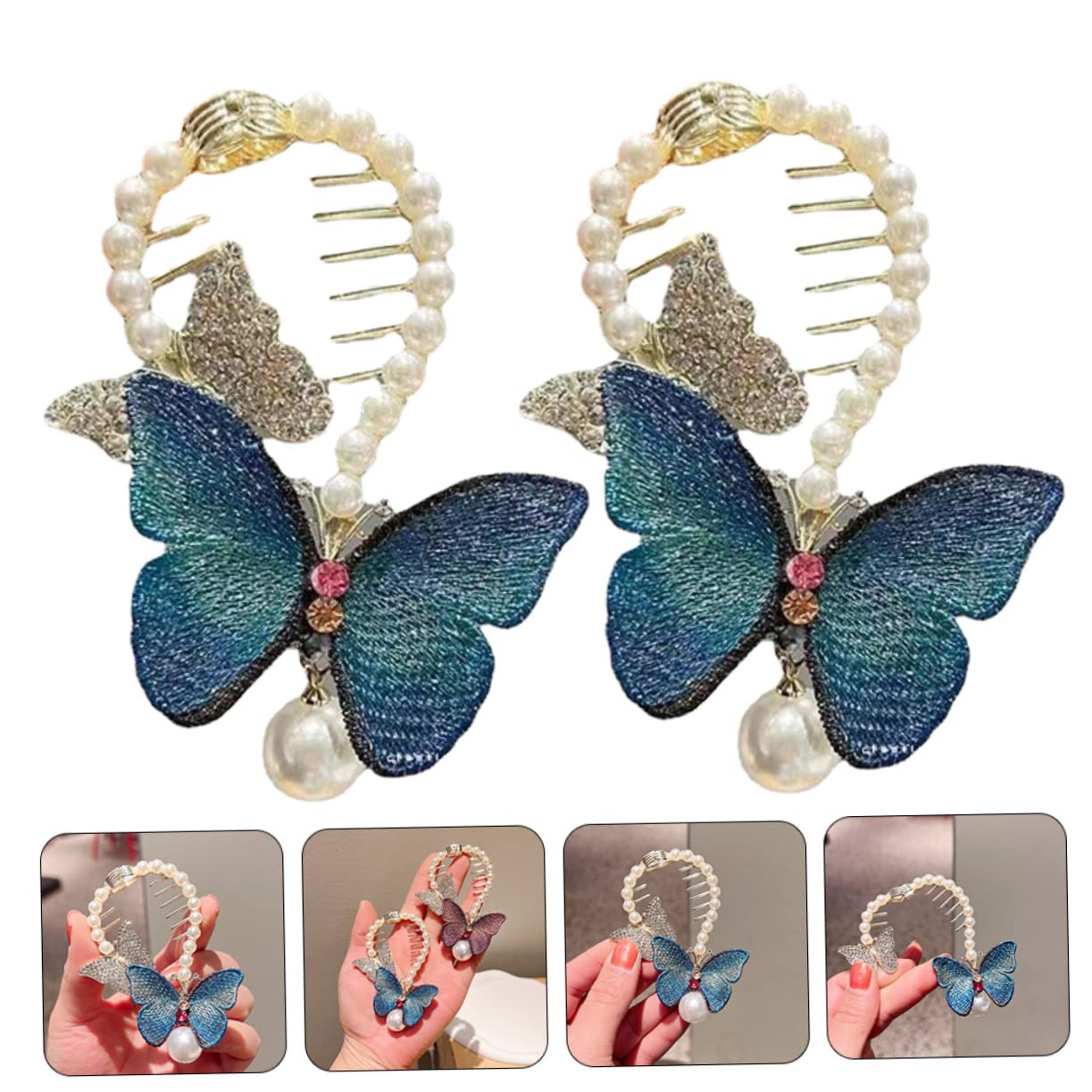 Healeved 10pièces Accessoires Cheveux Avec Clips à Chignon Élégants Et Perles Élastiques Pour Queue De Cheval Idéaux Pour Types De Cheveux
