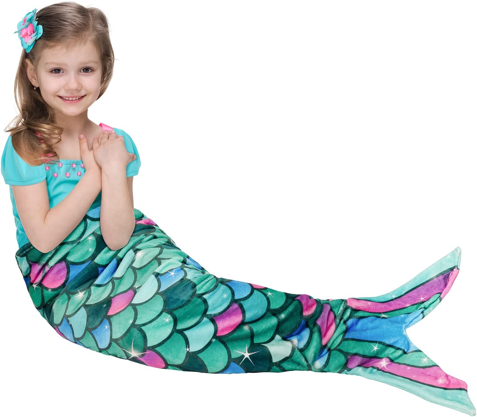 WERNNSAI Mermaid Tail Blanket Mermaid Wearable Blankets for Kids