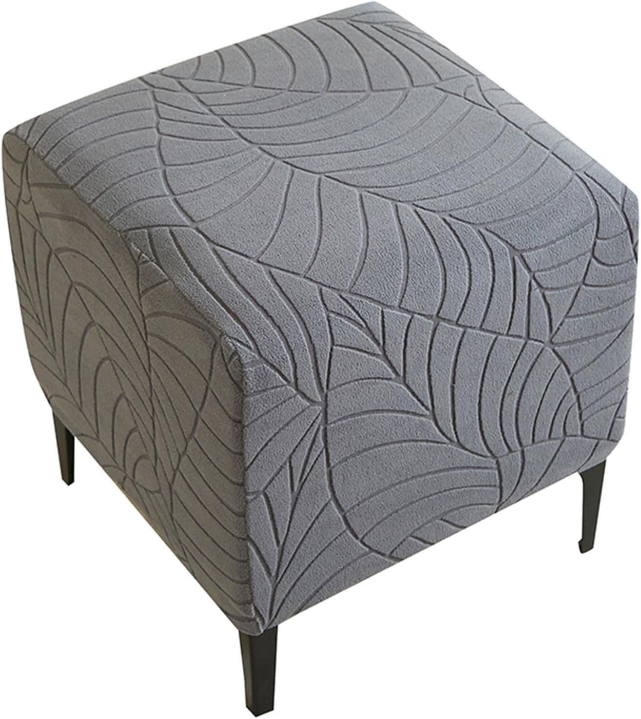 Copri Pouf Quadrato 40 x 40 Elasticizzato Fodera per Poggiapiedi, Estensibile Fodera per Sgabello Coprisgabello Copri Ottomano Copertura Protettiva per Poggiapiedi(Dark Grey)