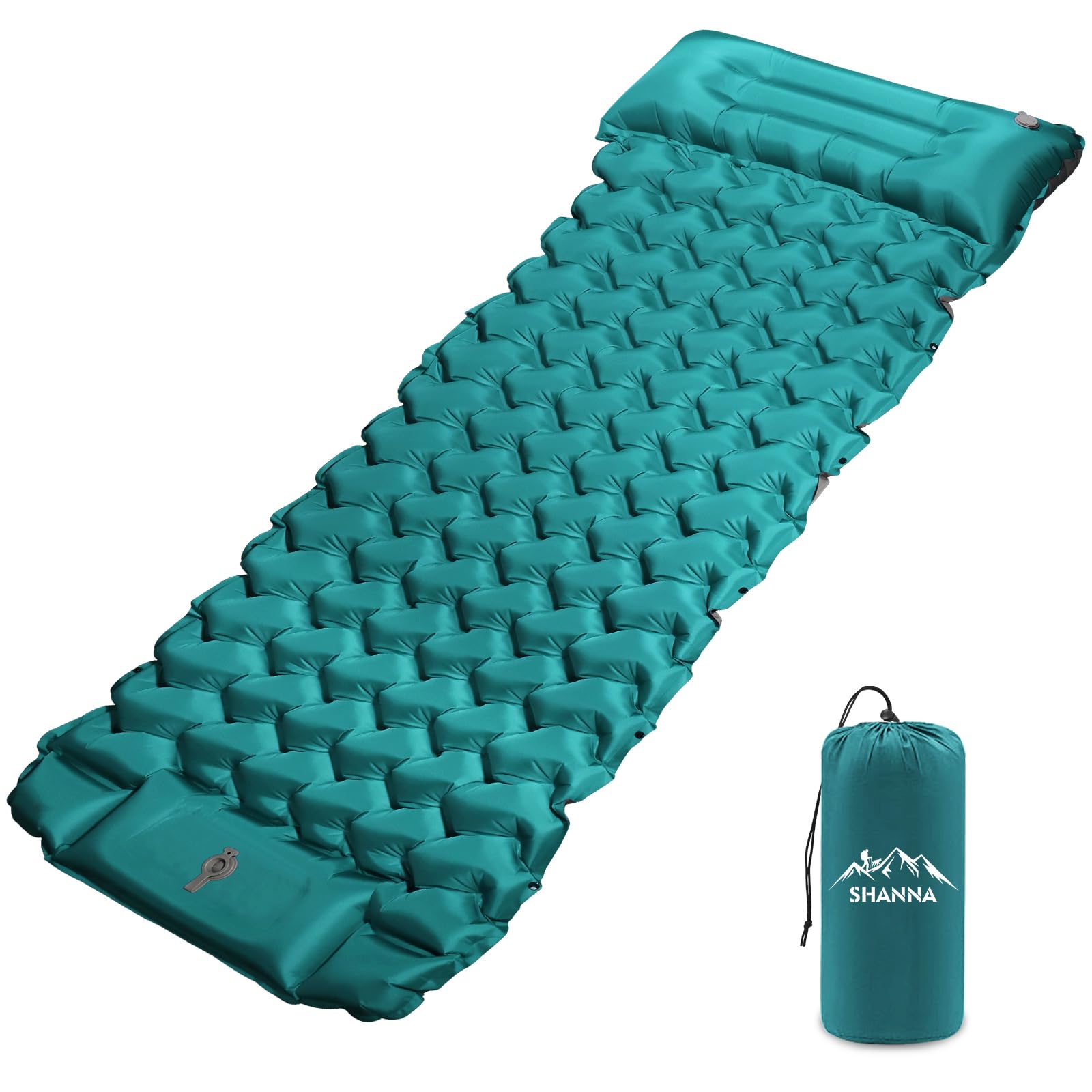 SHANNA Isomatte Outdoor Camping Luftmatratze: Verdicktes 12cm Aufblasbare Schlafmatte mit FußpressePumpe Leicht und Kompaktaufblasbare Matratze mit Aufblasbarem Kissen für Strand, Zelt, Reisen