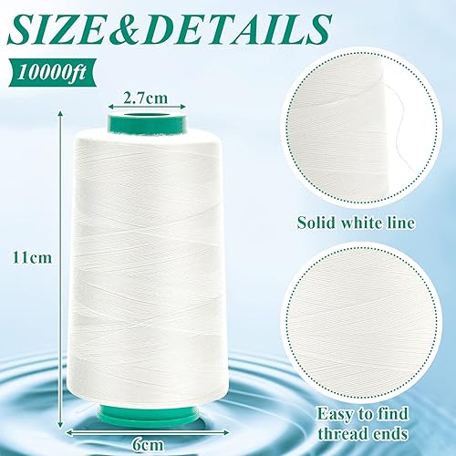 Miniatura 2 de Hilo soluble en agua, carrete de hilo soluble en agua, 10000 pies, hilo ligero soluble en agua, hilo blanco soluble para hilar, hilar, acolchado,