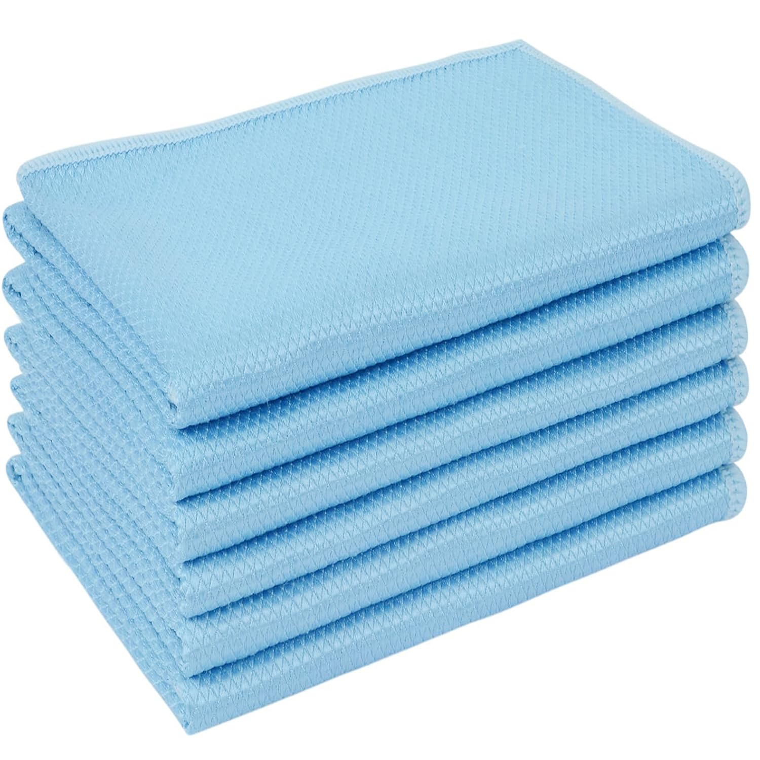 Microfibre Cleaning Cloths Fish Scale Cloths Lint free Towels Polishing for Dishes Glasses Car Windows Mirrors Screen TV Tablets Camera 30CM X 30CM 6 PACK Blue