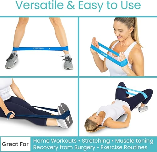 Miniatura 5 de Vive Resistance Bands for Working Out (5 Pack) - Exercise & Workout Resistance Kit - Stretch, Elastic Loop Bands for Physical Therapy, Pilates, Yoga