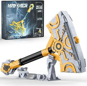 Finger Rock Thor Battle Hammer Toy Building Blocks Set for Adults, Legendary Hammer Building Kit with a Base for Display, 1317 Pieces Classic Toy Weapon Model Collection Gifts for Teens 14+