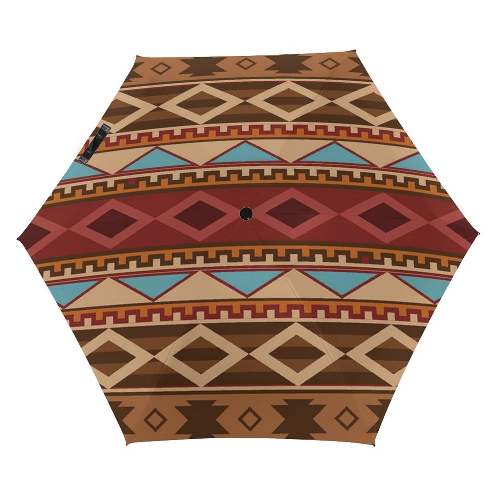 Navajo Native American Pattern 5 Fold Travel Umbrella Automatic Windproof Umbrellas UV Protection for Outdoor Sun and Rain