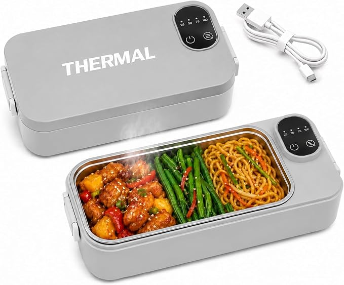 Amazon | Generic 電気弁当箱 携帯フードウォーマー 水不要 | 304 ステンレス鋼、7200mAh バッテリー、デジタルディスプレイ、バッテリー駆動、オフィスカートラベル用 | Generic | 弁当箱 通販