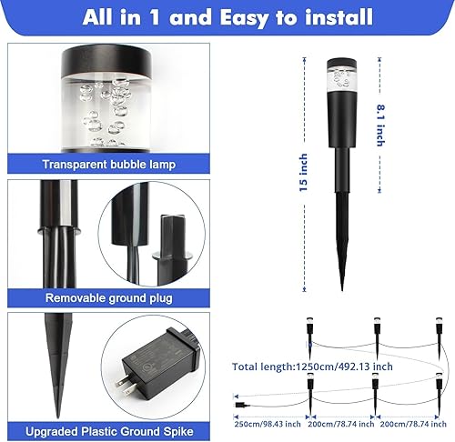 Miniatura 2 de Duewot Luces inteligentes de paisaje de bajo voltaje, luces LED RGB Bluetooth con control de aplicación, luces de camino de 5 W 12 V al aire libre