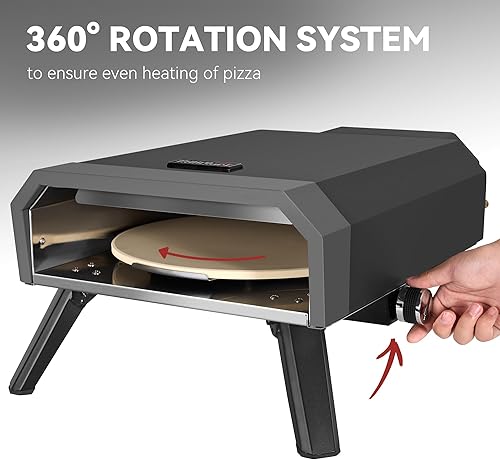 Miniatura 3 de Horno de pizza para exteriores con piedra de pizza de 13 pulgadas, 13,000 BTU, máquina portátil de pizza de gas propano con patas plegables para