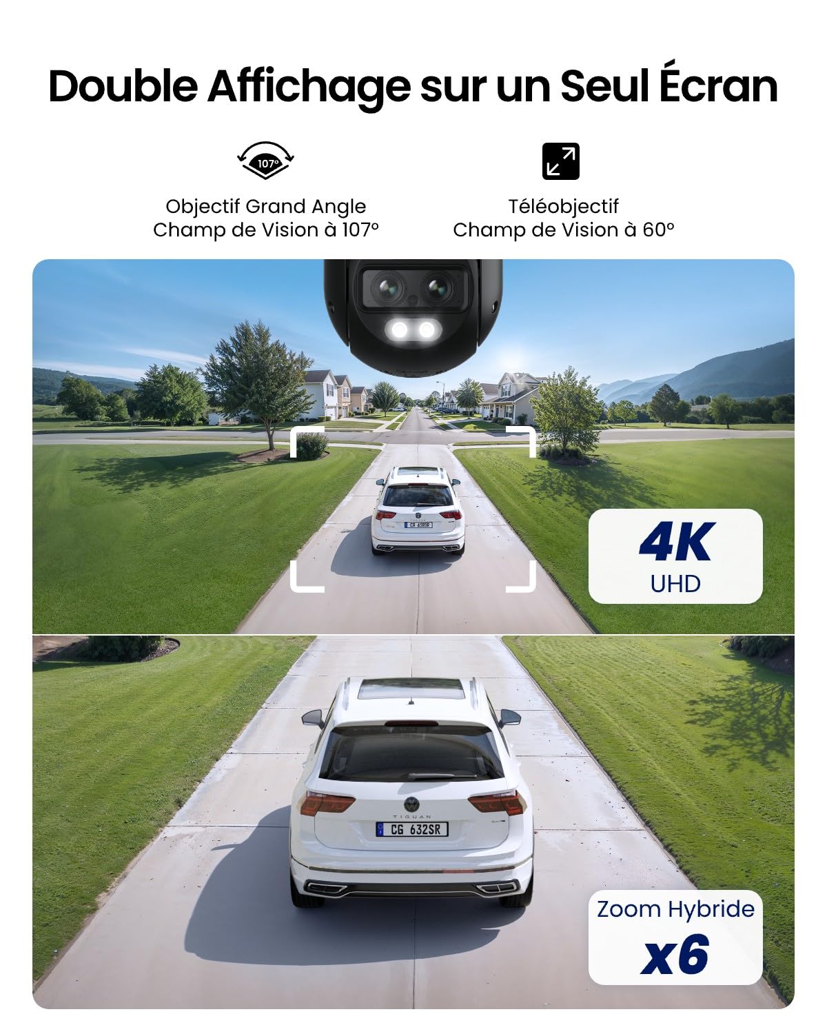 Reolink 4K PTZ Caméra de Surveillance WiFi Exterieure à Double Objectif, Wi-FI 6 Bi-Bande 2,4/5 GHz, Zoom 6X, Détection Intelligente, Suivi Automatique, Vision Nocturne Couleur, TrackMix WiFi Grise