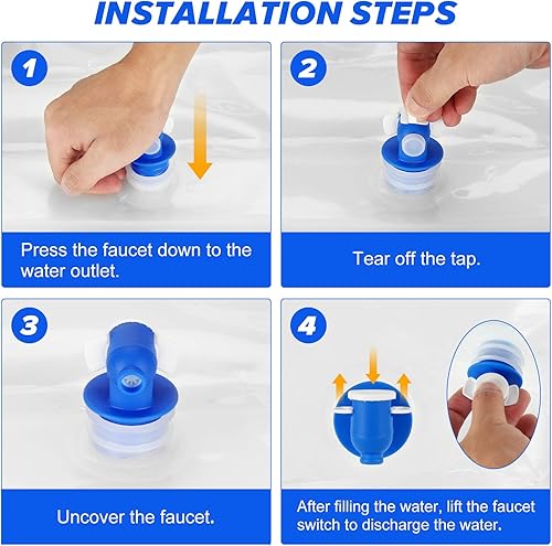 Miniatura 2 de Contenedor de agua plegable, jarra de agua de plástico transparente de grado alimenticio sin BPA con boquilla para deportes, camping, equitación,