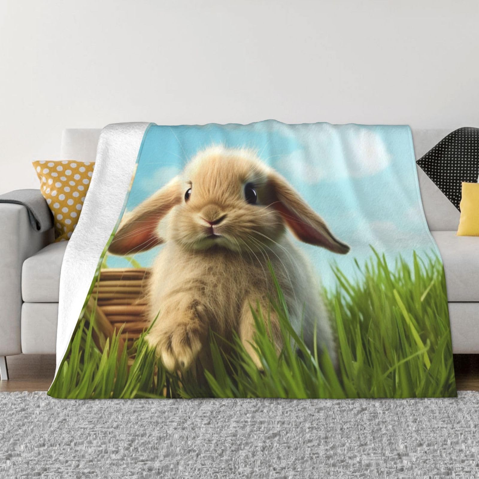Couverture micro polaire lapin contre le froid plaid léger sans transpirer 203x152