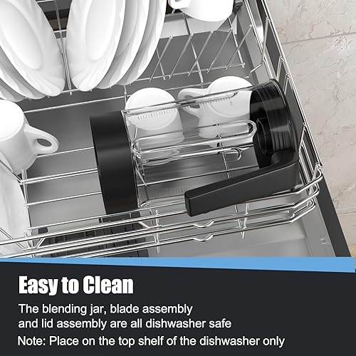 Miniatura 8 de LDAILY Licuadora profesional, máquina de batidos de alta resistencia con motor de 1500 W, tarro Tritan de 68 onzas, 6 cuchillas de acero inoxidable,