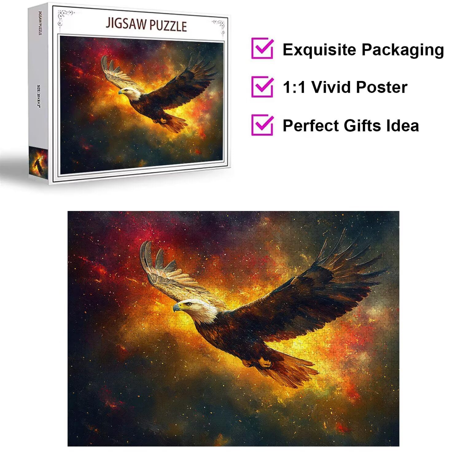 Puzzle 1500 sztuk orzeł trudne drewniane puzzle, n-407 | Niemożliwe wyzwanie, inteligentna gra zręcznościowa, gry logiczne dla całej rodziny, pomysł na prezent, abstrakcja