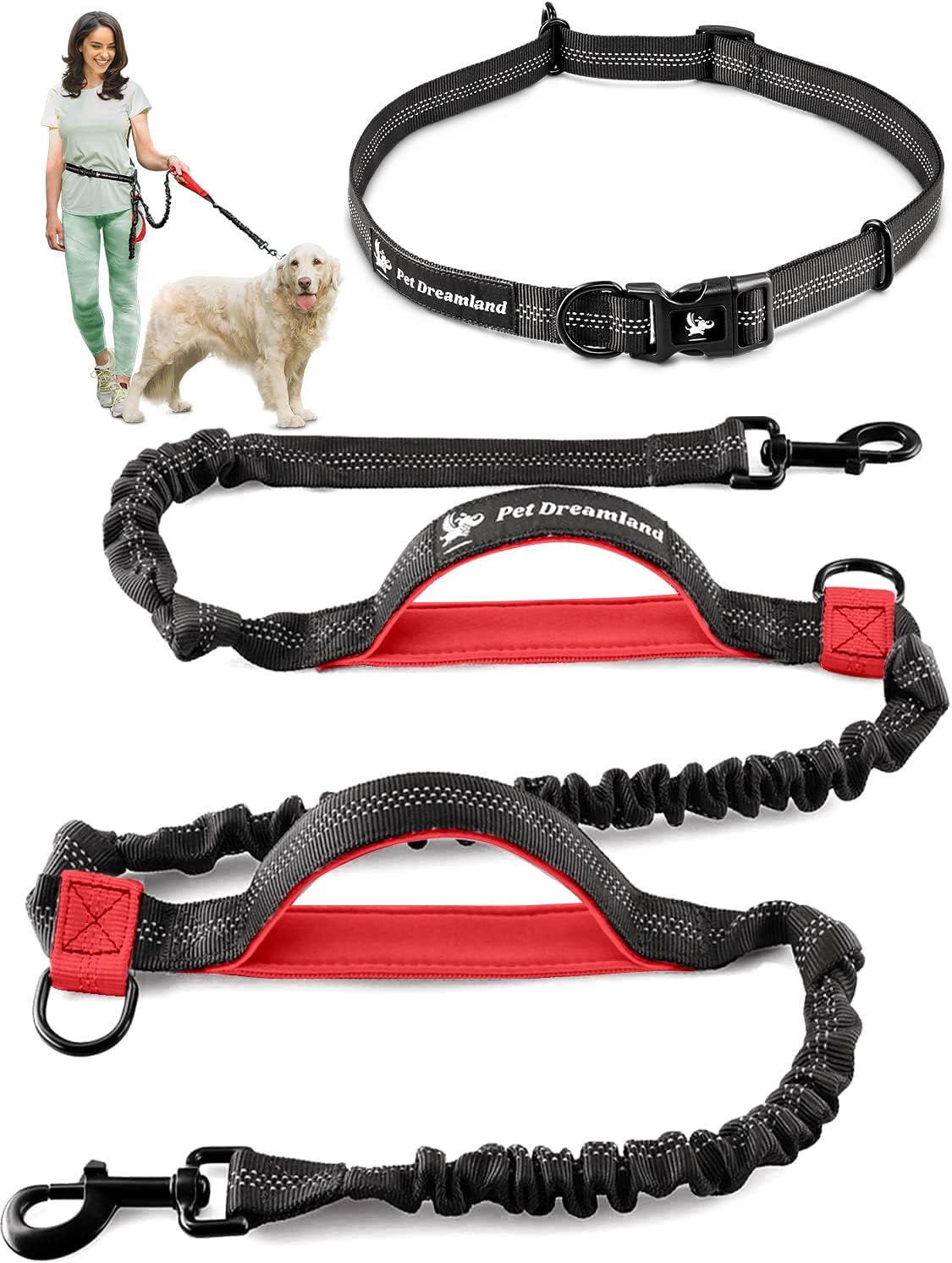 Exquisite Hands Free Dog Leash for Large Dogs. Ultimate Comfort & Freedom for Running, Walking, Hiking. Premium Quality, Durable & Versatile Waist Leash. Your Dog Will Love It.