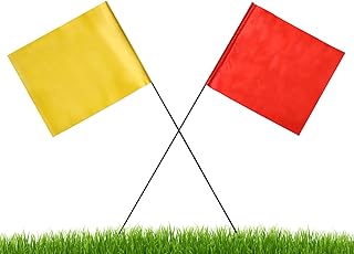 Marking Flags-120 Pack-4x5 Inch-Flo Orange &Yellow Yard Stakes For Lawn,Irrigation Small Flags Garden Markers Stake Flags 15 Inch Non Rust Wire