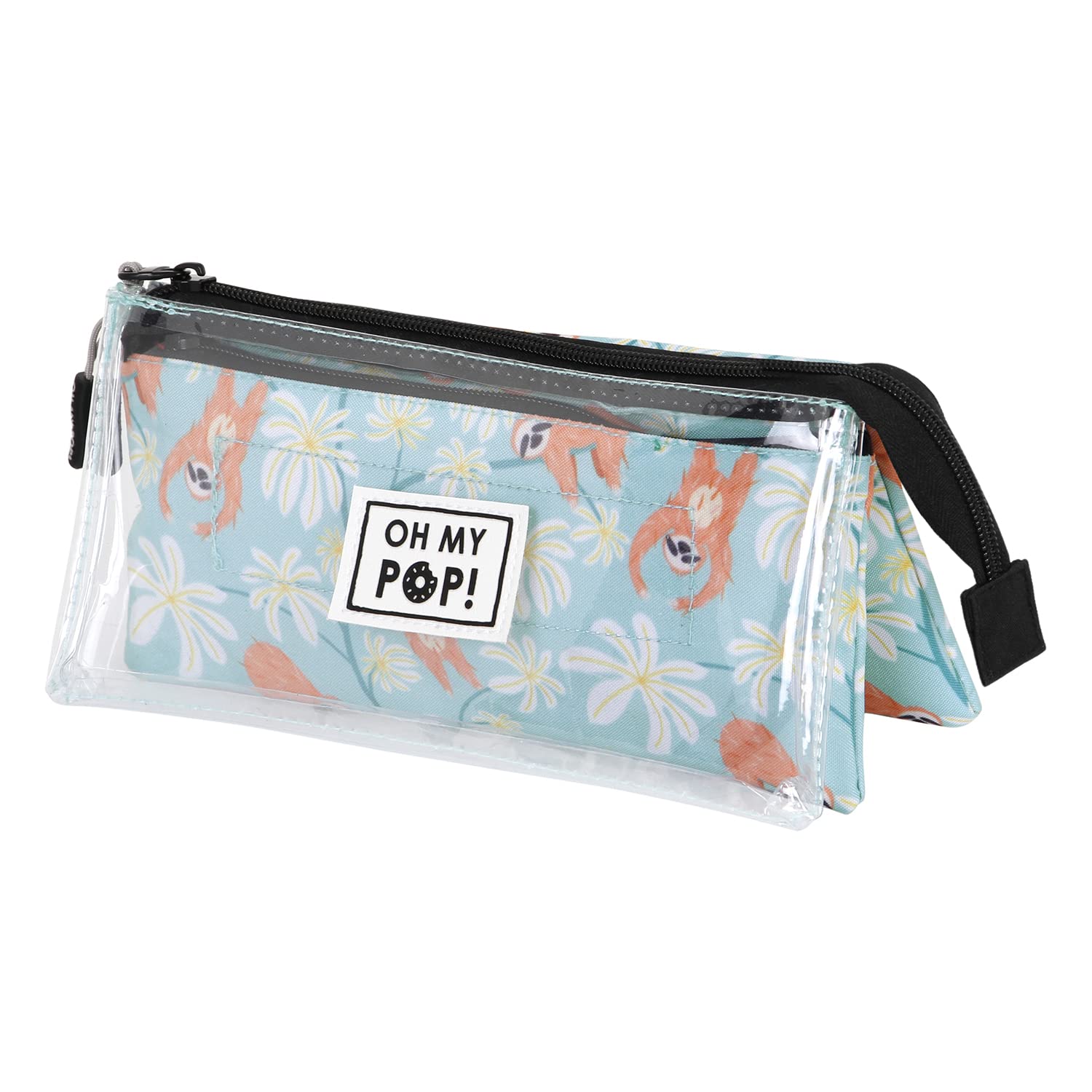 Oh My Pop! Lazy-Clear Triple Pencil Case, Turquoise